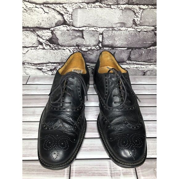 Mario Calugi Black Leather Wingtip Cap Toe Oxfords Lace Shoes Men Sz 7.5M US/41 - Picture 15 of 16